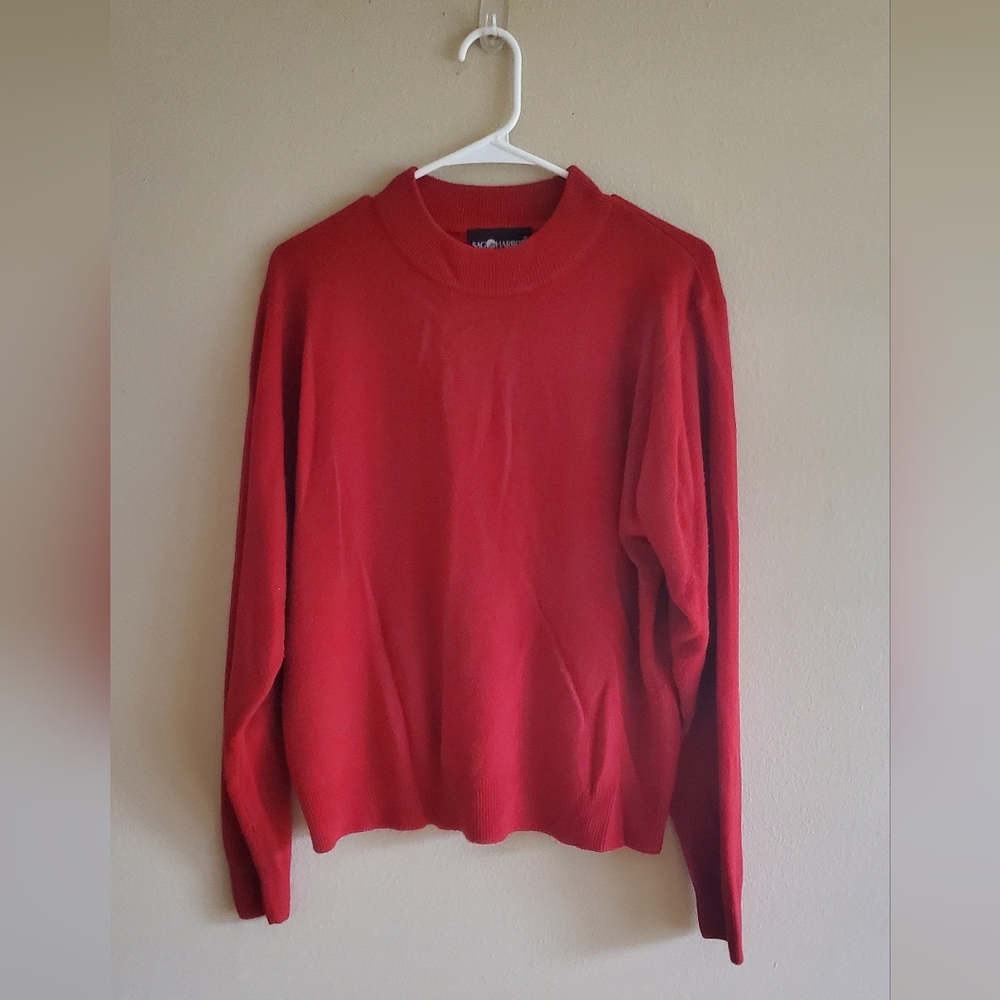 Sag Harbor Vibrant Red Crewneck Sweater
